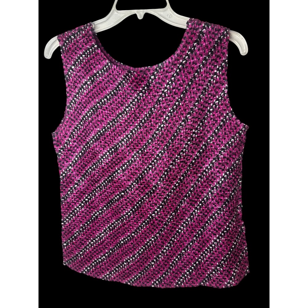 Casual Corner Womens XL Magenta Purple Geometric Textured Sleeveless Blouse Top
